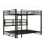 Lit superposé au dessus d'un grand lit en métal avec armoires de rangement et structure de lit superposé en métal avec bibliothèque pour enfants adultes