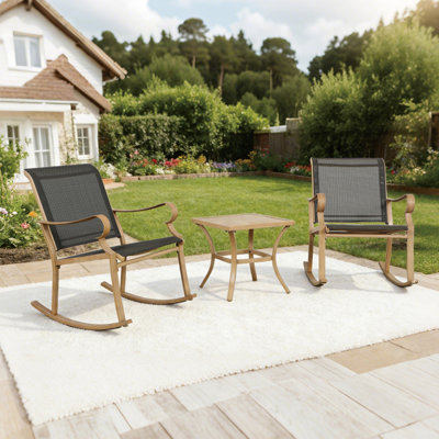3-Piece Outdoor Outdoor Patio Rocking Chairs, Seating Group for Porch, Poolside, Garden