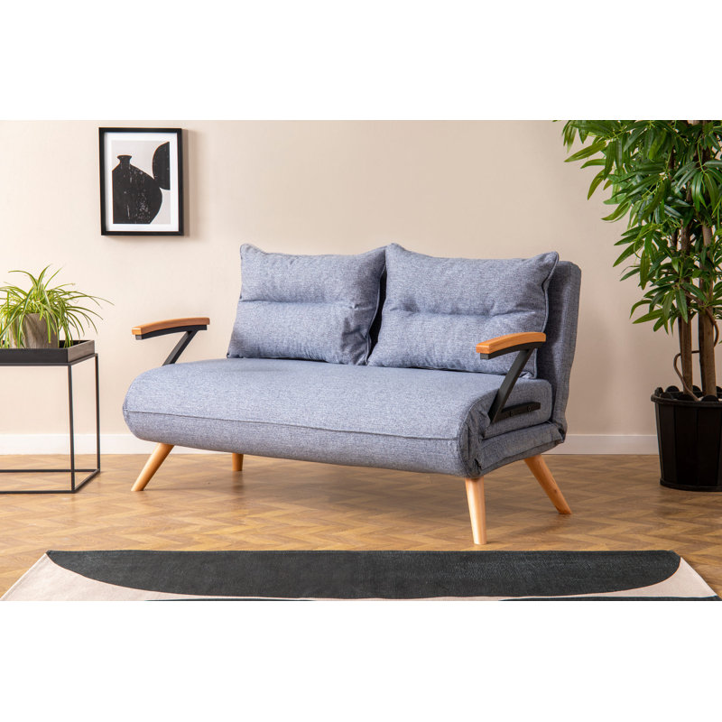Canapé-lit rembourré de 52,4 po Shearson, 100 % polyester bleu