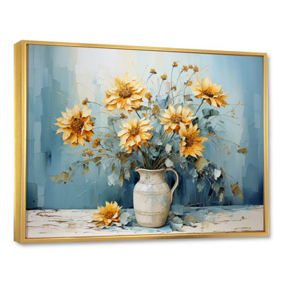«Blue Sunflowers Farmhouse Still Life» sur toile