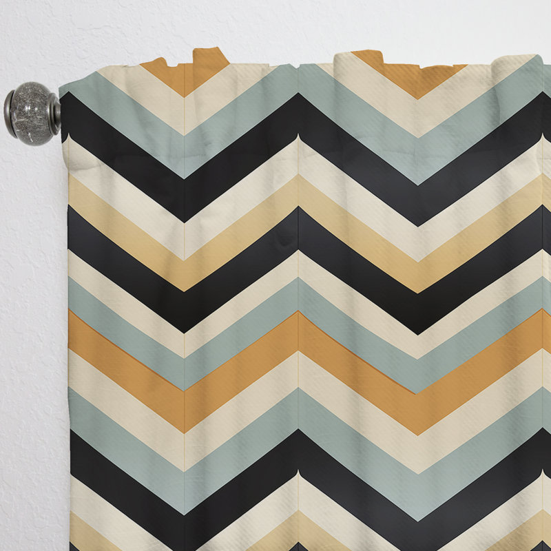 Motif à chevrons chic et moderne beige et noir - Rideau à chevrons - Rideau obscurcissant - 1 panneaux, L 52 po x L 63 po