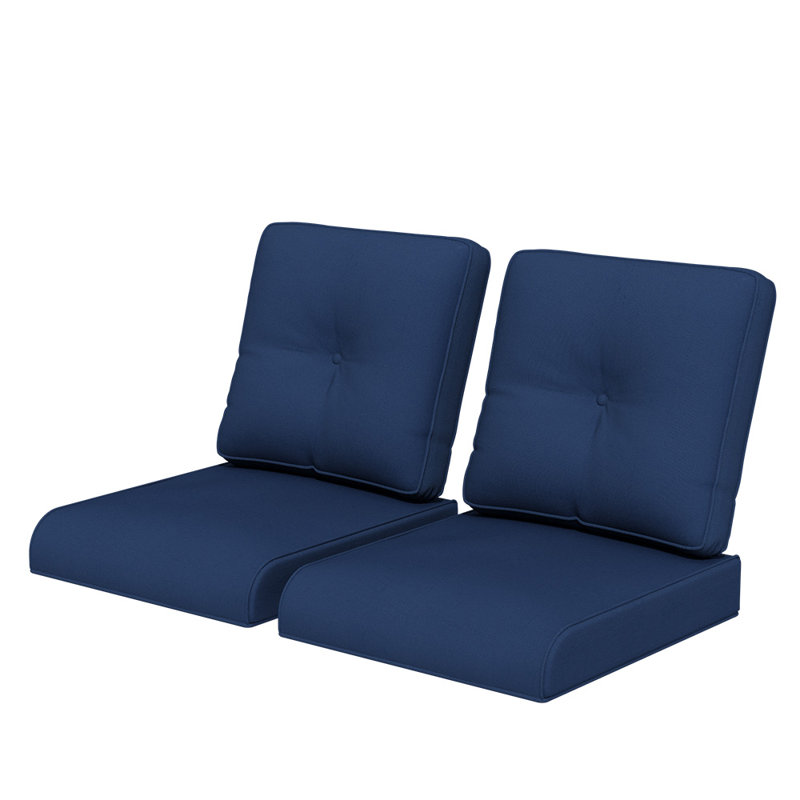 Outdoor Deep Seating Cushion With Olefin Fabric（Set of 2）, Blue