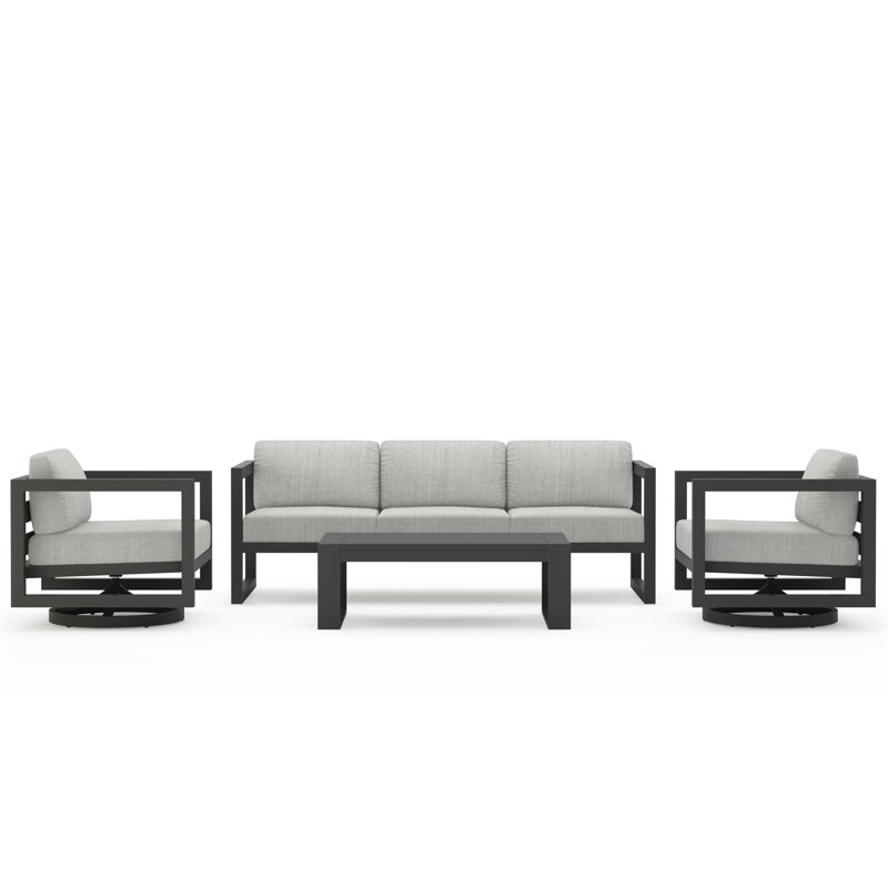 Avion 4 Piece Sofa Set With Swivel, Slate, Cast Silver Sunbrella®