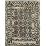 Gray Hand-Knotted Wool Trellis Starburst Geometric Modern Contemporary Carpet Rug