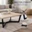Table basse rectangulaire Strata Orion de 43 po avec dessus en bois et piètement géométrique en métal, bois beige-1386501676