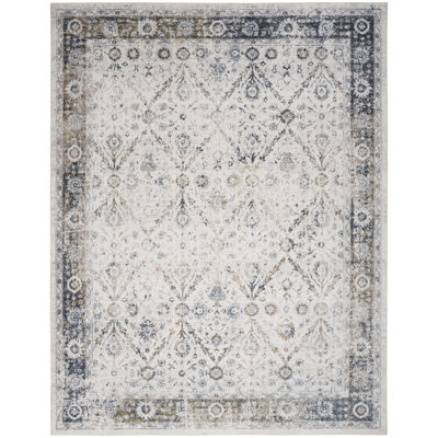 Nourison Astra Machine Washable Ivory Blue Vintage Indoor Rug