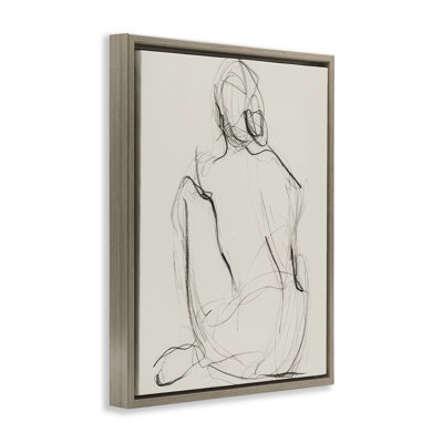 Nude Figure Drawing Framed Floater Canvas Wall Art by Victoria Barnes