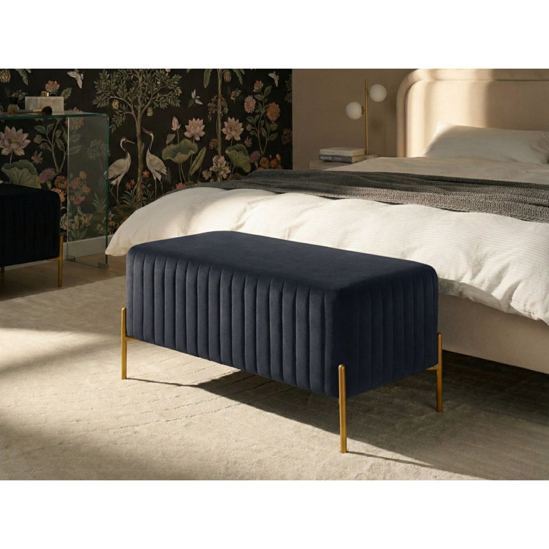 Benzant Velvet Upholstered Bench, Black