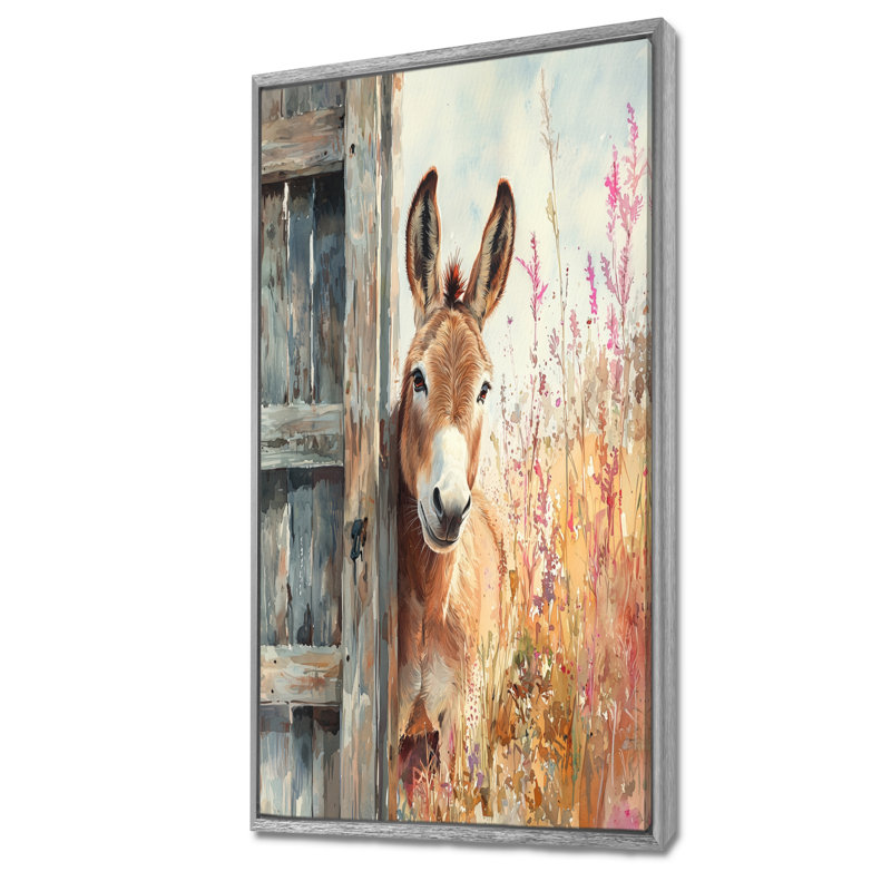Drian Donkey Portrait Of The Gentle Traveler II - Donkey Wall Decor, 60" H x 28" W, Silver, Floater Framed Print