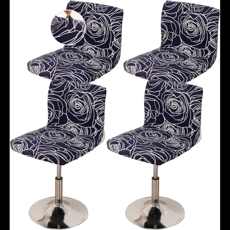Ensemble de 4 housses de tabouret de bar, housses extensibles de housse de chaise de tabouret, housses de chaise de bar à imprimé floral pour salle à manger de pub de cuisine