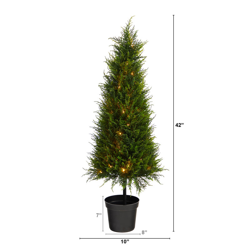 3.5ft. Cypress Artificial Tree with 350 LED Lights UV Resistant (Indoor/Outdoor)