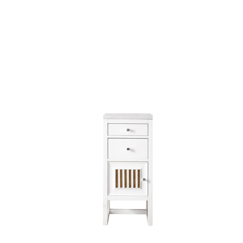 Athens 15" W Freestanding Bathroom Cabinet, Glossy White/Arctic Fall, Left Handed