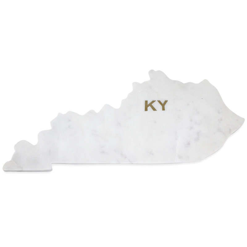Planche à découper en marbre poli Lg «Kentucky» avec abréviation laiton