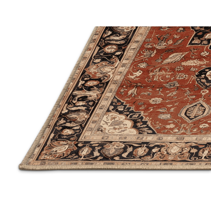 Tapis brun lavable à la machine, Rond 3 pi