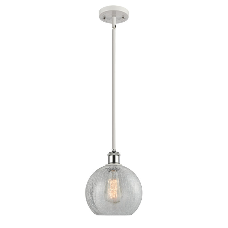Luminaire suspendu en forme de globe à 1 lumière Anchondo, Transparent craquelé, Ampoule DEL rétro de 3,5 watts