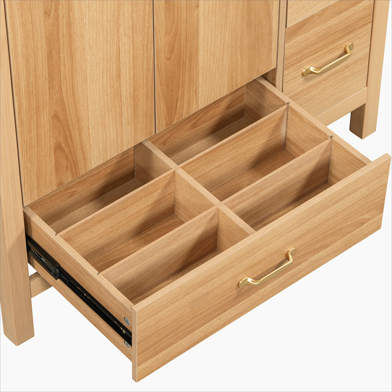 36" Wood Bathroom Vanity with Solid Wood Frame, 2 Soft Close Doors, 4Soft Close Drawers, Adjustable Shelf, Modern Storage Cabinet