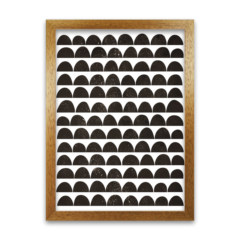 Half Moon Black Texture Original - Print, Oak Frame, 30cm H x 21cm W x 3cm D