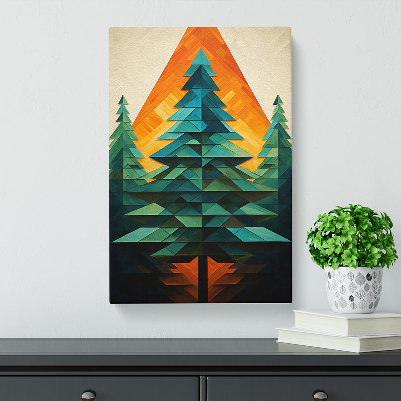 Pine Tree Geometric No.2 - Wrapped Canvas, 50cm H x 35cm W x 3cm D