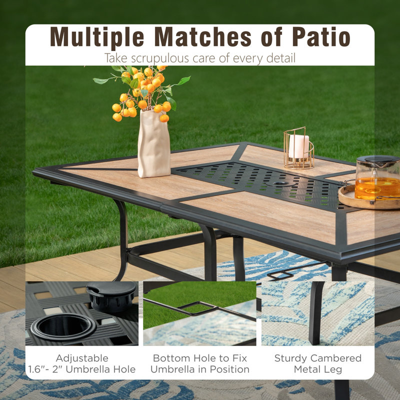 6 - Person Patio Dining Set with Rectangular Table , Cushions Included