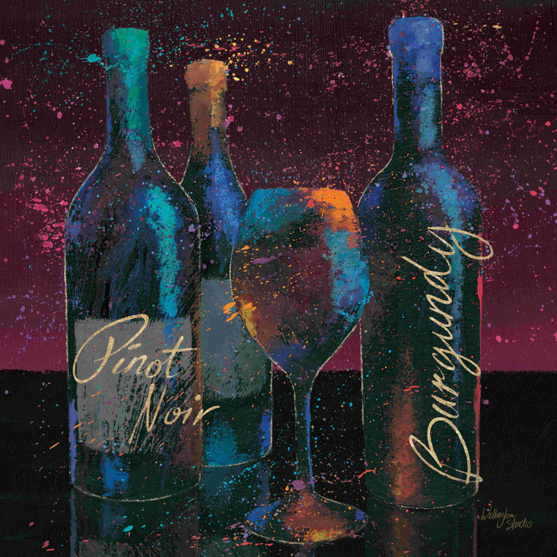 «Wine Splash Dark II» par Wellington Studio - Art textuel, H 36 po x l 36 po, Toile tendue, Non