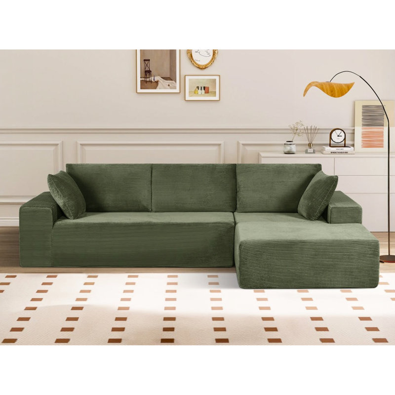 Canapé modulaire foncé faisant face à la droite en velours côtelé doux, 4 sièges, rembourrage en mousse complète, sans assemblage pour les espaces de vie et de chambre à coucher