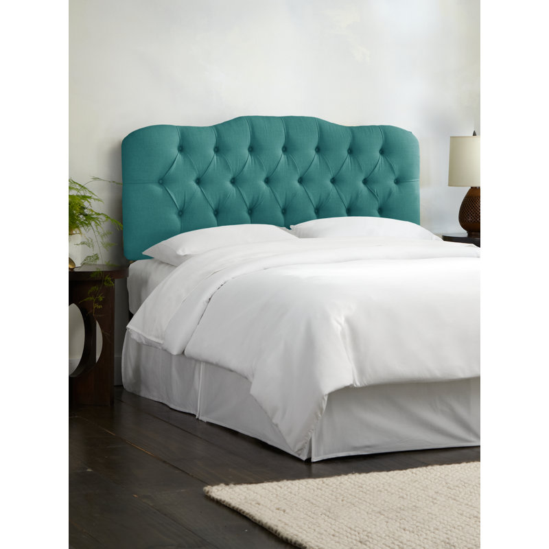 Tête de lit tapissier Danicia, Très grand, Lin bleu marine classique