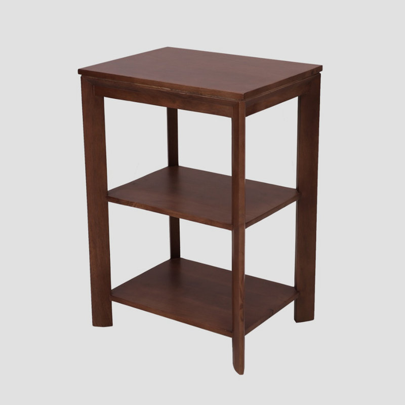 Alexander Solid Wood End Table With Storage Shelves