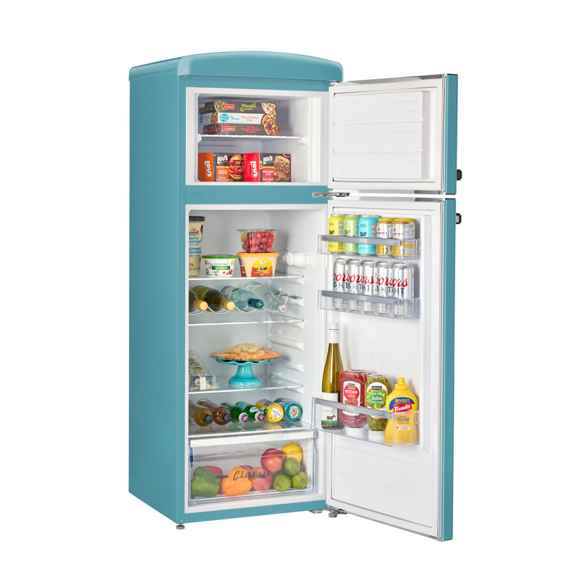 Classic Retro 7.5 Cu. Ft. Top Mount Refrigerator In Ocean Mist Turquoise, Teal