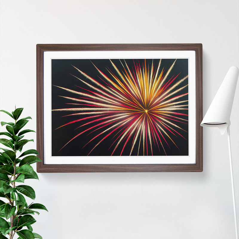 XH1022-7099X Powerful Fireworks - Single Picture Frame Print, 34cm H x 46cm W x 2cm D, Walnut Framed