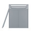 Lit mezzanine double gris avec garde-robe, bureau et tablettes