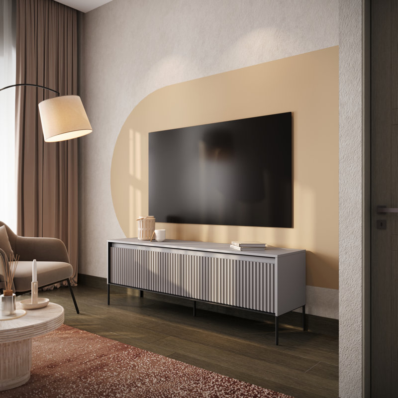Alterizio Unfinished TV Stand, Ligh Grey/Black, 193cm W