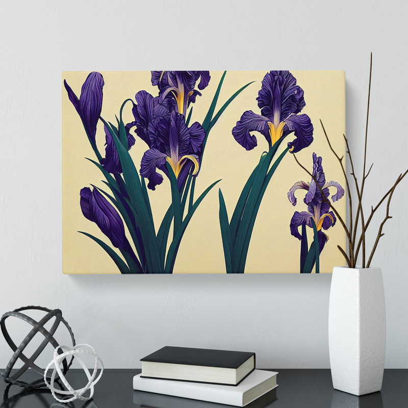 Perfect Iris Flowers - Wrapped Canvas Painting, 35cm H x 50cm W x 3cm D