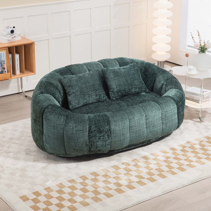 Causeuse de réception Canny, Émeraude, H 24,8 po x l 55 po x P 37,4 po