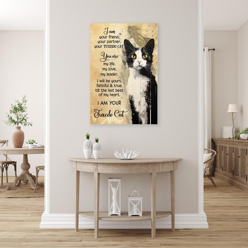 «I Am Your Tuxedo Cat», reproduction d'art graphique sur toile tendue 1 pièce, H 14 po x l 11 po x P 1,25 po