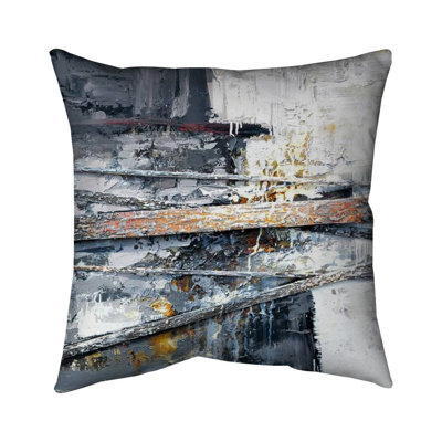 Texturized paint splashing stripes - 16"x16" Throw pillow cover - Poly twill - Print on demand