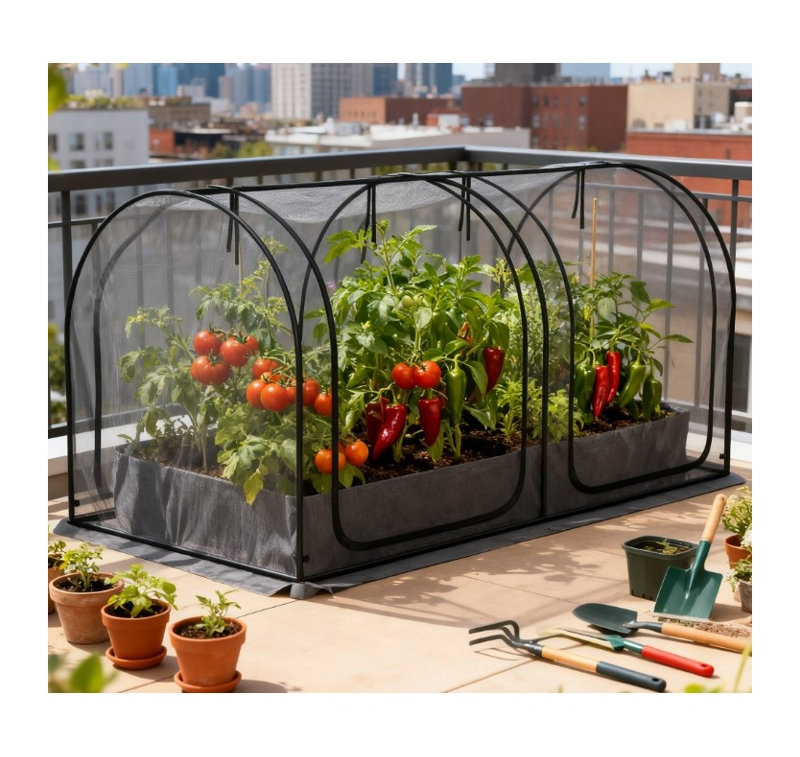 Tente de protection des plantes avec portes à fermeture à glissière, cage en maille PEHD