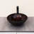 16-1/2 in. Flame Red Glass Round Vessel Basin Glass Circular Vessel Bathroom Sink with Black Pop-up Drain