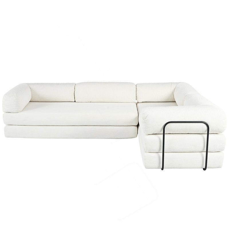L-Shaped Modular Convertible Sofa Bed