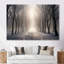 Misty Sunshine Foggy Forest Road - Ensemble de décoration murale arbre séquoia-1978365010-1978365023