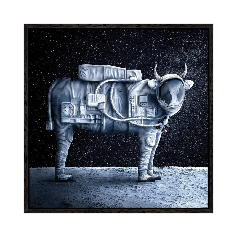 Fabuleon: Cowmonaut by Spielsinn Design - Gallery-Wrapped Canvas Giclée on Canvas, Black Framed, 66.04 cm H x 66.04 cm W