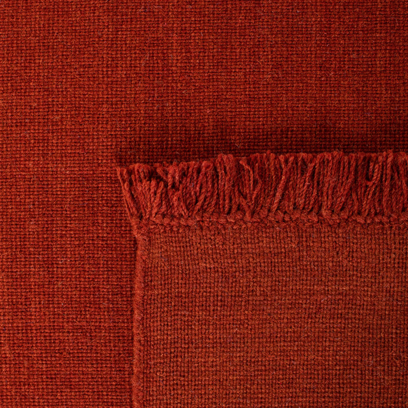 Lauren Ralph Lauren Hand Loomed Wool/Cotton Solid Color Rug in Rust, Rectangle 4' x 6'