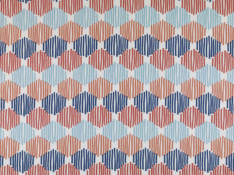 Alhambra Fabric, Blue/Orange