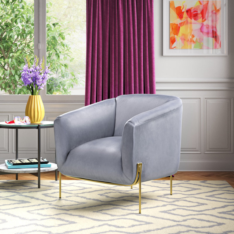 Fauteuil de 30 po de large Kaci, Gris, Or