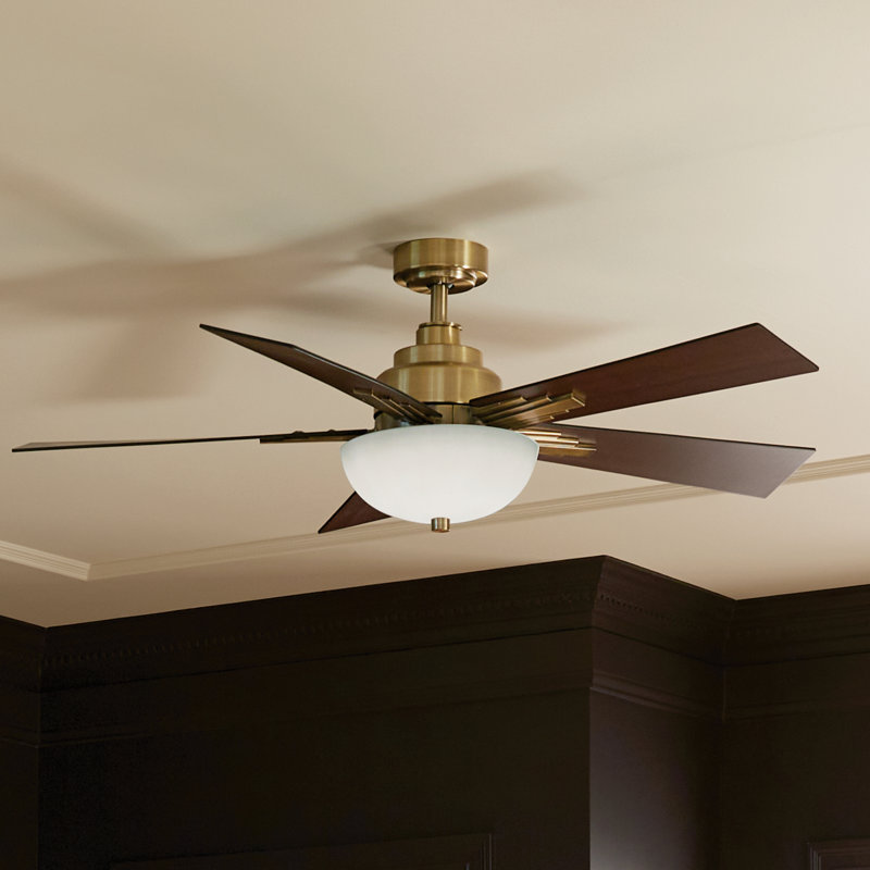 52'' Ceiling Fan with LED Lights, Brushed Natural Brass