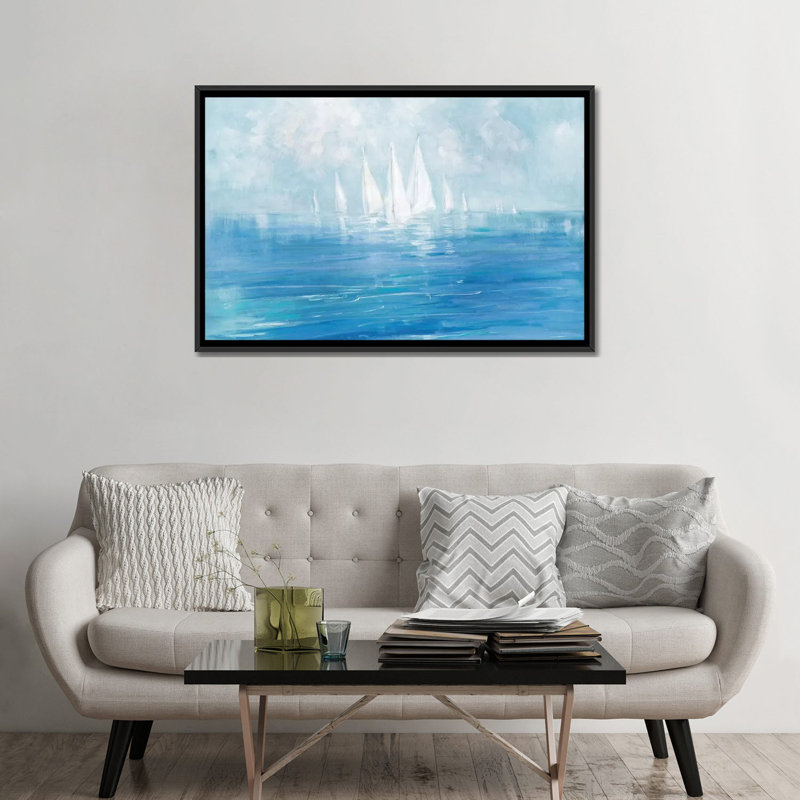 " Set Sail " by Sally Swatland, Black Framed Canvas, No Mat, 32" H x 48" W x 1.5" D