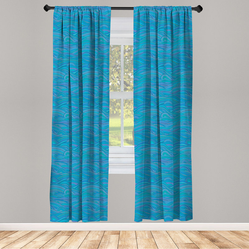 Sea Semi-Sheer Rod Pocket Curtain Panels, 28" x 95"
