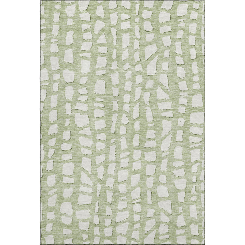 Premium Machine Washable Prisco Aloe Rug, Rectangle 8' x 10'
