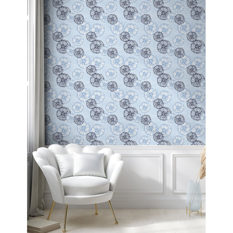 Horigan Roll, Bleu azur pâle / blanc, L 100 po x l 13 po