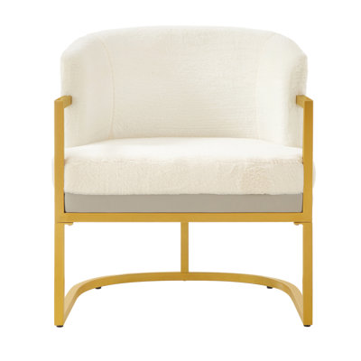 Modern Accent Chair Cozy Armchair Upholstered Reading Chair With Gold Metal Frame Living Room, Bedroom, Or Office