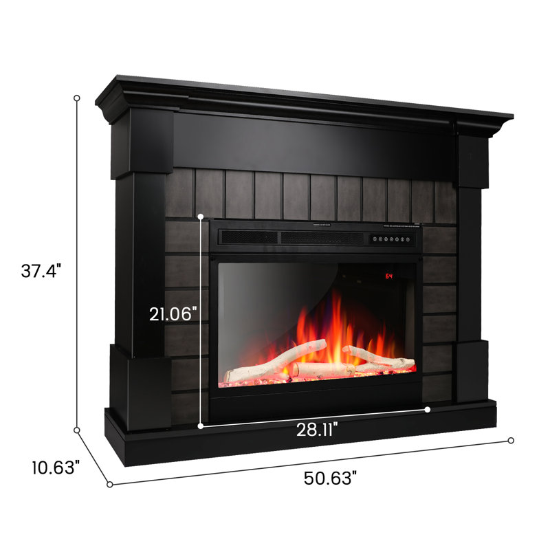 R.W.FLAME Freestanding Electric Fireplace Up To 50.63" with Remote, Black